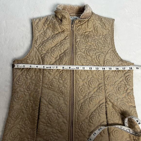 Orvis women’s tan floral quilted fleece lined vest size small - Picture 4 of 8